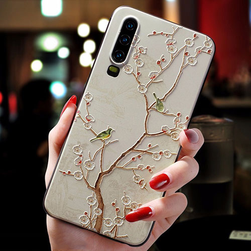 Silicone Candy Rubber Flowers Soft Case for Huawei P30 Pro New Edition Gold