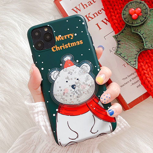 Silicone Candy Rubber Gel Christmas Pattern Soft Case Cover C01 for Apple iPhone 11 Pro Green