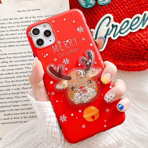 Silicone Candy Rubber Gel Christmas Pattern Soft Case Cover C01 for Apple iPhone 11 Pro Red