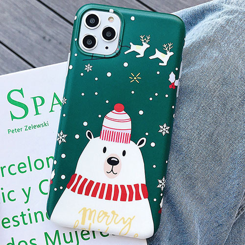 Silicone Candy Rubber Gel Christmas Pattern Soft Case Cover S01 for Apple iPhone 11 Pro Green