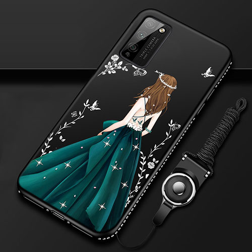 Silicone Candy Rubber Gel Dress Party Girl Soft Case Cover for Huawei Honor 30 Lite 5G Black