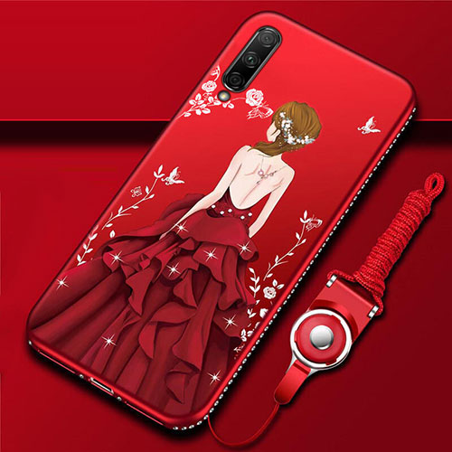 Silicone Candy Rubber Gel Dress Party Girl Soft Case Cover for Huawei Honor 9X Pro Red