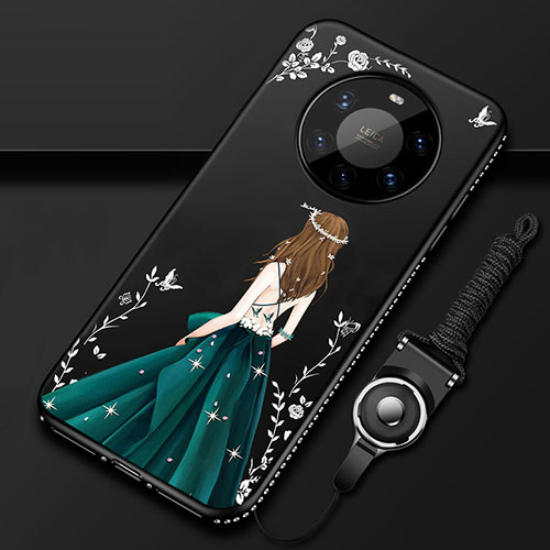 Silicone Candy Rubber Gel Dress Party Girl Soft Case Cover for Huawei Mate 40 Pro+ Plus Black