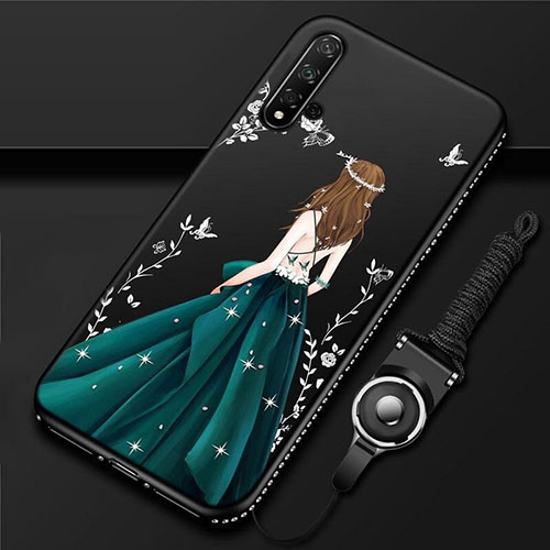 Silicone Candy Rubber Gel Dress Party Girl Soft Case Cover for Huawei Nova 5 Green