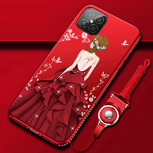 Silicone Candy Rubber Gel Dress Party Girl Soft Case Cover for Huawei Nova 8 SE 5G Red