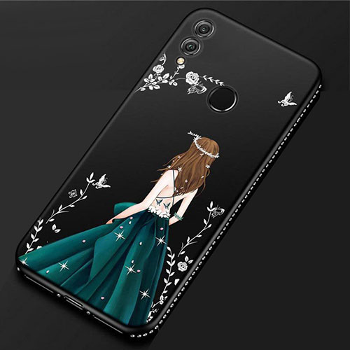 Silicone Candy Rubber Gel Dress Party Girl Soft Case Cover for Huawei P Smart (2019) Black