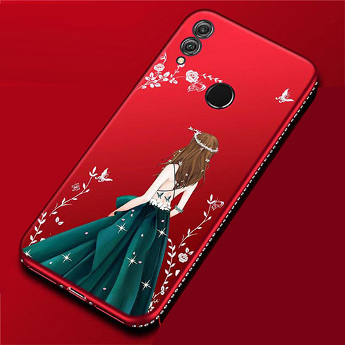 Silicone Candy Rubber Gel Dress Party Girl Soft Case Cover for Huawei P Smart (2019) Red Wine