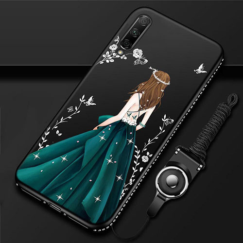 Silicone Candy Rubber Gel Dress Party Girl Soft Case Cover for Huawei Y9s Green