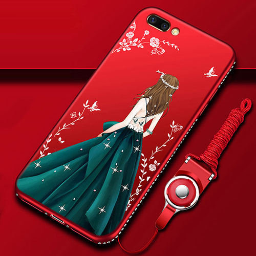 Silicone Candy Rubber Gel Dress Party Girl Soft Case Cover for Oppo A12e Gold and Red