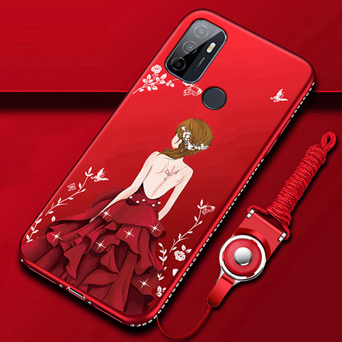 Silicone Candy Rubber Gel Dress Party Girl Soft Case Cover for Oppo A53 Red