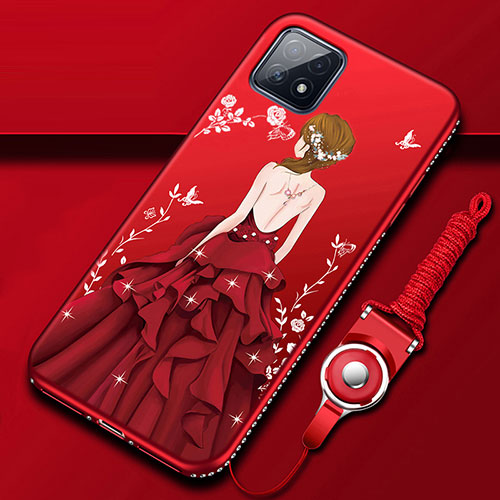 Silicone Candy Rubber Gel Dress Party Girl Soft Case Cover for Oppo A73 5G Red