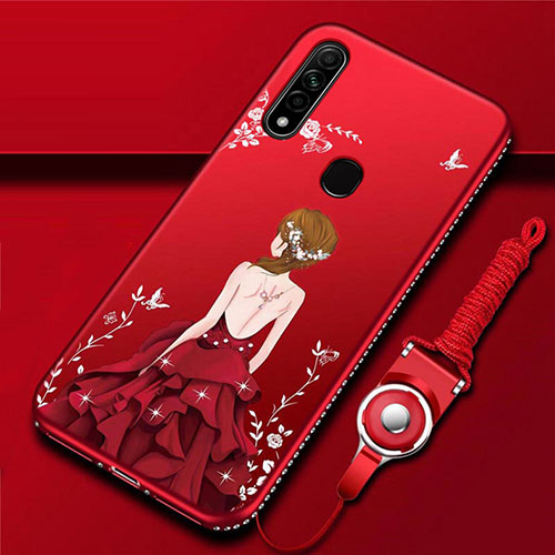 Silicone Candy Rubber Gel Dress Party Girl Soft Case Cover for Oppo A8 Red