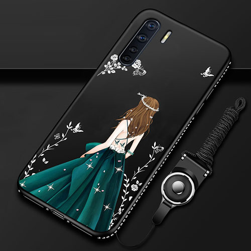 Silicone Candy Rubber Gel Dress Party Girl Soft Case Cover for Oppo A91 Black