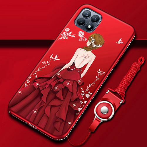 Silicone Candy Rubber Gel Dress Party Girl Soft Case Cover for Oppo Reno4 SE 5G Red