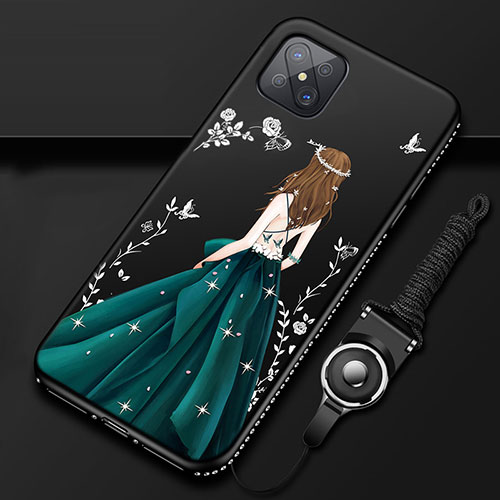 Silicone Candy Rubber Gel Dress Party Girl Soft Case Cover for Oppo Reno4 Z 5G Green
