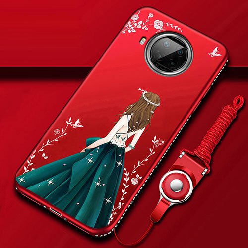 Silicone Candy Rubber Gel Dress Party Girl Soft Case Cover for Xiaomi Mi 10T Lite 5G Red Wine