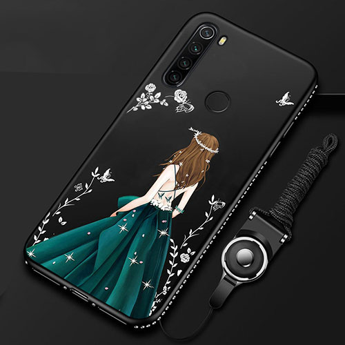 Silicone Candy Rubber Gel Dress Party Girl Soft Case Cover for Xiaomi Redmi Note 8 (2021) Black