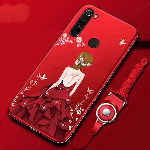 Silicone Candy Rubber Gel Dress Party Girl Soft Case Cover for Xiaomi Redmi Note 8 (2021) Red