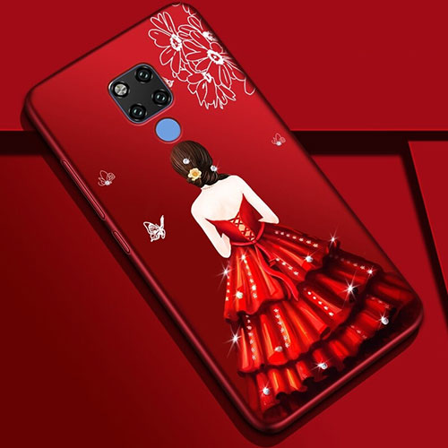 Silicone Candy Rubber Gel Dress Party Girl Soft Case Cover K01 for Huawei Mate 20 Red