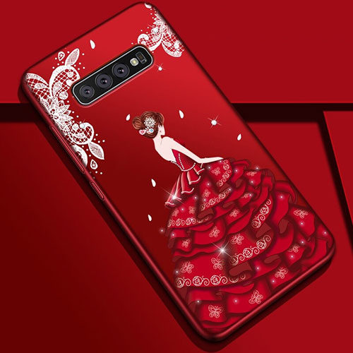 Silicone Candy Rubber Gel Dress Party Girl Soft Case Cover K01 for Samsung Galaxy S10 Plus Colorful