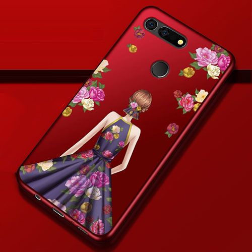Silicone Candy Rubber Gel Dress Party Girl Soft Case Cover K02 for Huawei Honor View 20 Purple