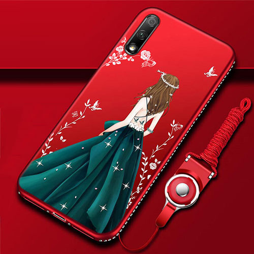 Silicone Candy Rubber Gel Dress Party Girl Soft Case Cover S01 for Huawei Honor 9X Mixed