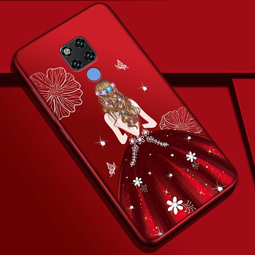 Silicone Candy Rubber Gel Dress Party Girl Soft Case Cover S01 for Huawei Mate 20 X 5G Red Wine