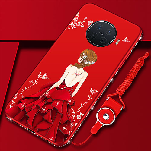 Silicone Candy Rubber Gel Dress Party Girl Soft Case Cover S01 for Oppo Ace2 Red