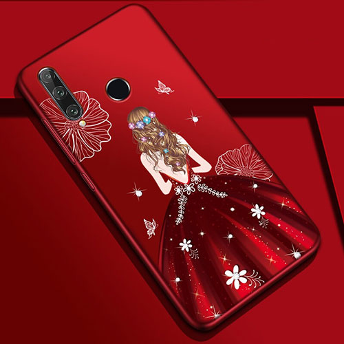 Silicone Candy Rubber Gel Dress Party Girl Soft Case Cover Z01 for Huawei Honor 20 Lite Red