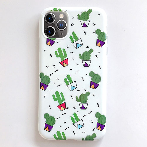 Silicone Candy Rubber Gel Fashionable Pattern Soft Case Cover H01 for Apple iPhone 11 Pro White