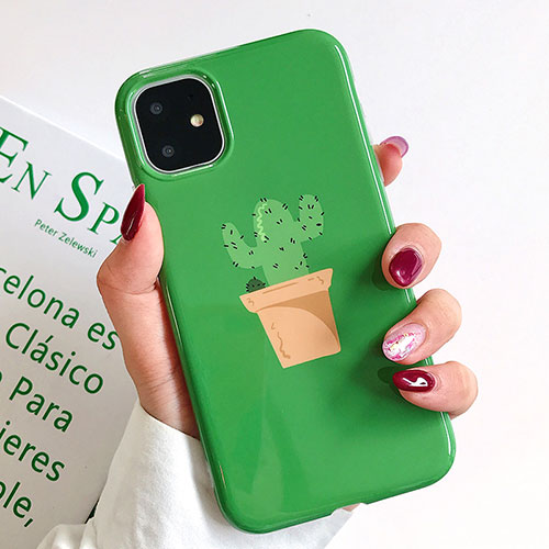 Silicone Candy Rubber Gel Fashionable Pattern Soft Case Cover H02 for Apple iPhone 11 Green