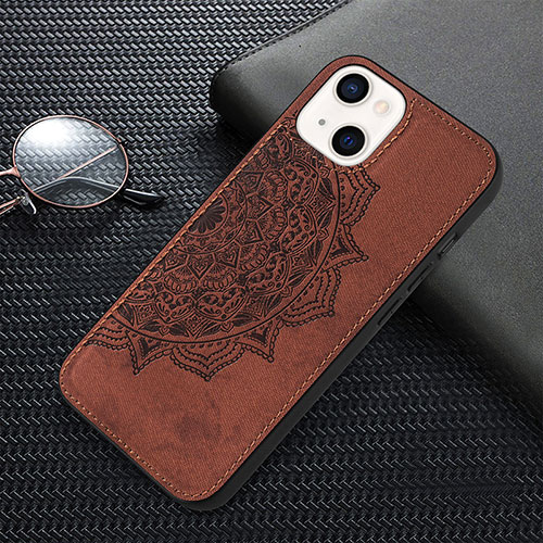 Silicone Candy Rubber Gel Fashionable Pattern Soft Case Cover S01 for Apple iPhone 13 Brown