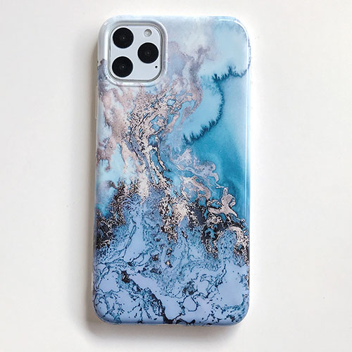 Silicone Candy Rubber Gel Fashionable Pattern Soft Case Cover S03 for Apple iPhone 11 Pro Max Sky Blue