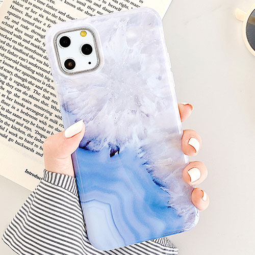 Silicone Candy Rubber Gel Fashionable Pattern Soft Case Cover S04 for Apple iPhone 11 Pro Max Blue