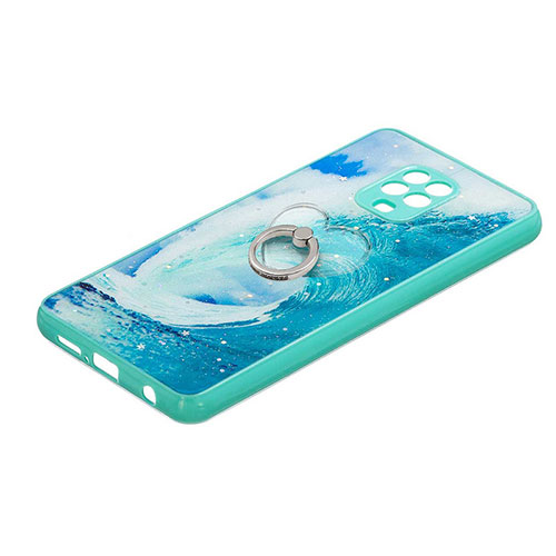 Silicone Candy Rubber Gel Fashionable Pattern Soft Case Cover with Finger Ring Stand Y01X for Xiaomi Poco M2 Pro Green