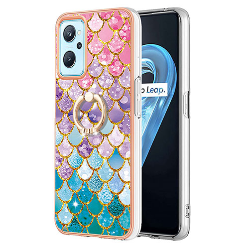 Silicone Candy Rubber Gel Fashionable Pattern Soft Case Cover with Finger Ring Stand Y03B for Realme 9i 4G Colorful