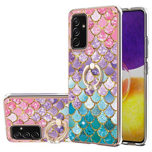 Silicone Candy Rubber Gel Fashionable Pattern Soft Case Cover with Finger Ring Stand Y03B for Samsung Galaxy A25 5G Colorful