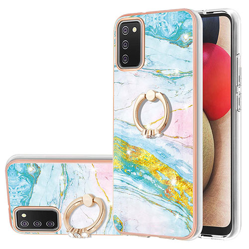 Silicone Candy Rubber Gel Fashionable Pattern Soft Case Cover with Finger Ring Stand Y05B for Samsung Galaxy A02s Colorful