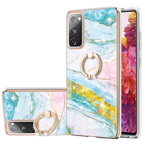 Silicone Candy Rubber Gel Fashionable Pattern Soft Case Cover with Finger Ring Stand Y05B for Samsung Galaxy S20 FE 5G Colorful