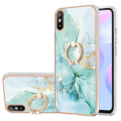 Silicone Candy Rubber Gel Fashionable Pattern Soft Case Cover with Finger Ring Stand Y05B for Xiaomi Redmi 9AT Green