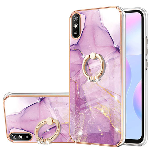 Silicone Candy Rubber Gel Fashionable Pattern Soft Case Cover with Finger Ring Stand Y05B for Xiaomi Redmi 9i Clove Purple