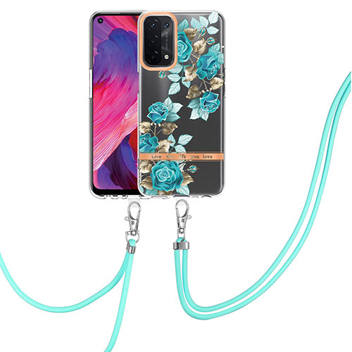 Silicone Candy Rubber Gel Fashionable Pattern Soft Case Cover with Finger Ring Stand Y06B for OnePlus Nord N200 5G Cyan