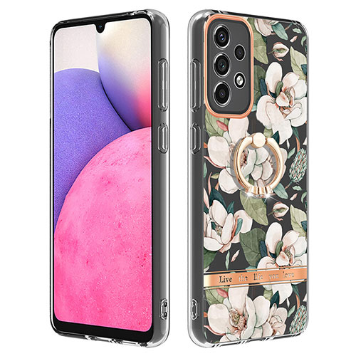 Silicone Candy Rubber Gel Fashionable Pattern Soft Case Cover with Finger Ring Stand Y06B for Samsung Galaxy A33 5G White
