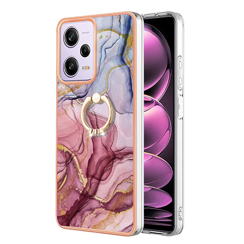 Silicone Candy Rubber Gel Fashionable Pattern Soft Case Cover with Finger Ring Stand YB1 for Xiaomi Redmi Note 12 Pro 5G Mixed