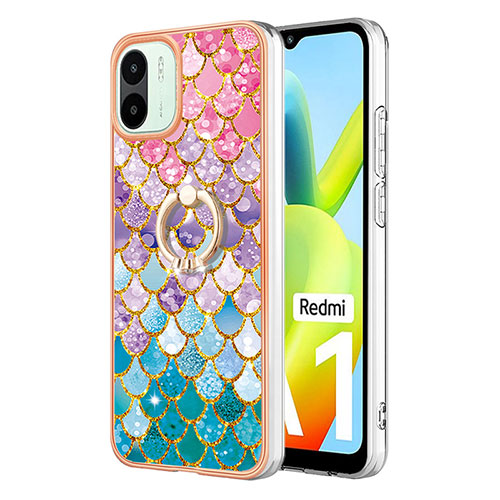 Silicone Candy Rubber Gel Fashionable Pattern Soft Case Cover with Finger Ring Stand YB3 for Xiaomi Redmi A2 Colorful