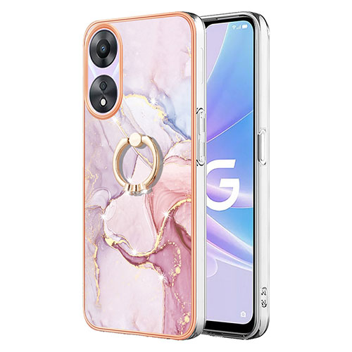 Silicone Candy Rubber Gel Fashionable Pattern Soft Case Cover with Finger Ring Stand YB5 for Oppo A78 5G Clove Purple