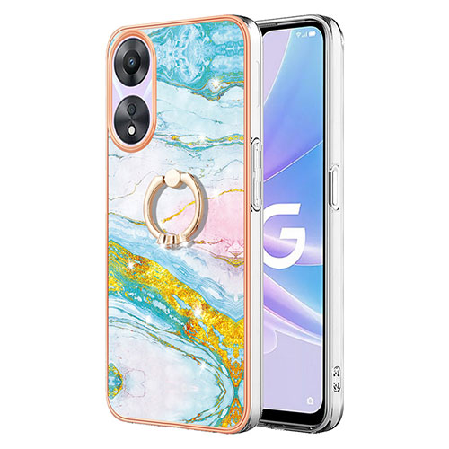 Silicone Candy Rubber Gel Fashionable Pattern Soft Case Cover with Finger Ring Stand YB5 for Oppo A78 5G Colorful