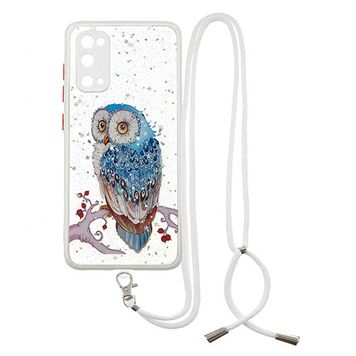 Silicone Candy Rubber Gel Fashionable Pattern Soft Case Cover with Lanyard Strap Y01X for Samsung Galaxy S20 Mixed