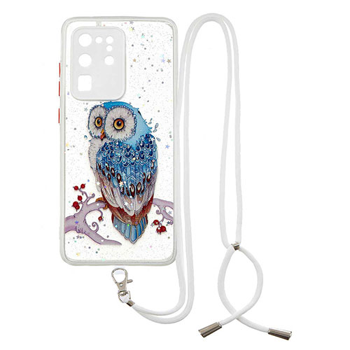 Silicone Candy Rubber Gel Fashionable Pattern Soft Case Cover with Lanyard Strap Y01X for Samsung Galaxy S20 Ultra Mixed
