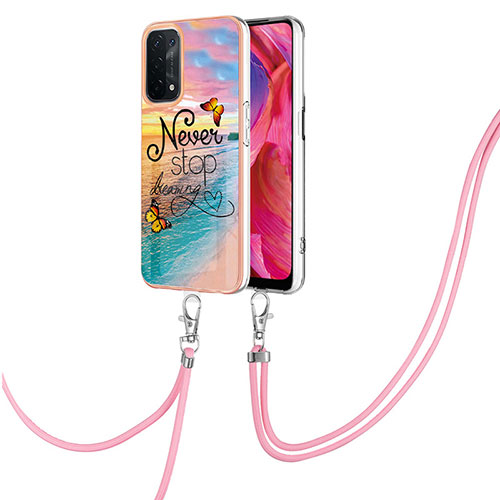 Silicone Candy Rubber Gel Fashionable Pattern Soft Case Cover with Lanyard Strap Y03B for OnePlus Nord N200 5G Mixed